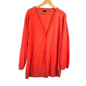 Talbots 100% linen relaxed v neck‎ open cardigan orange beach sz XL
